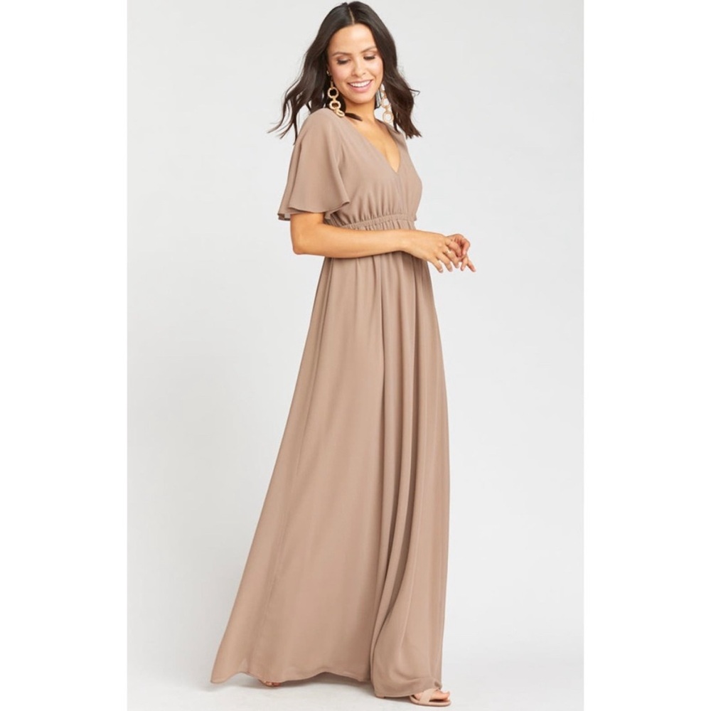 Show Me Your Mumu Emily Empire Maxi Dress Dune Chiffon XS NWT